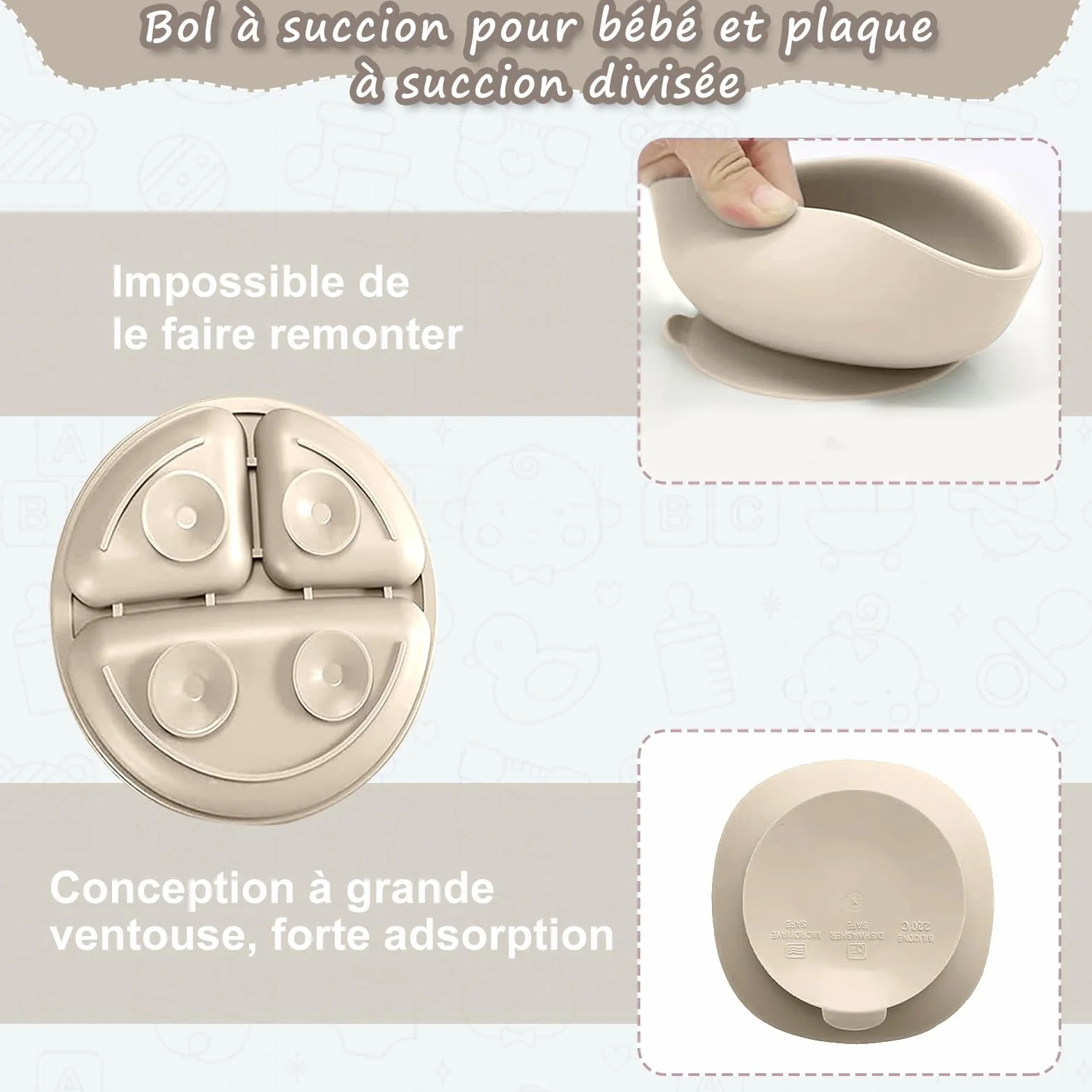 Set Pappa Svezzamento, Set di 12 Piatti per Bambini,Ventosa Ciotola e Cucchiaino per Neonati, Bavaglino in Silicone, Set di Posate per Bambini per Lo Svezzamento e L'Alimentazione