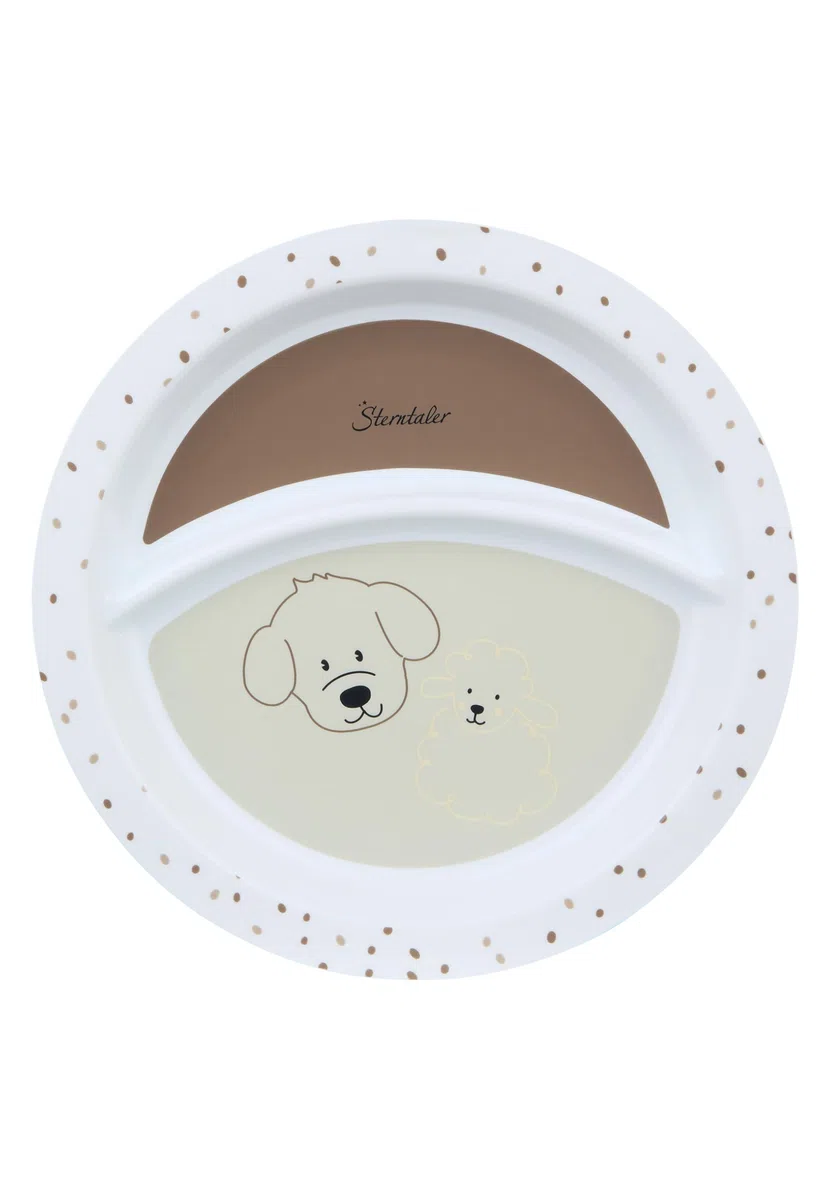 Sterntaler Set di stoviglie da fattoria – stoviglie per bambini e bambini con base antiscivolo su piatto, tazza e tazza – robuste stoviglie per bambini e bambini in materiale alimentare, beige
