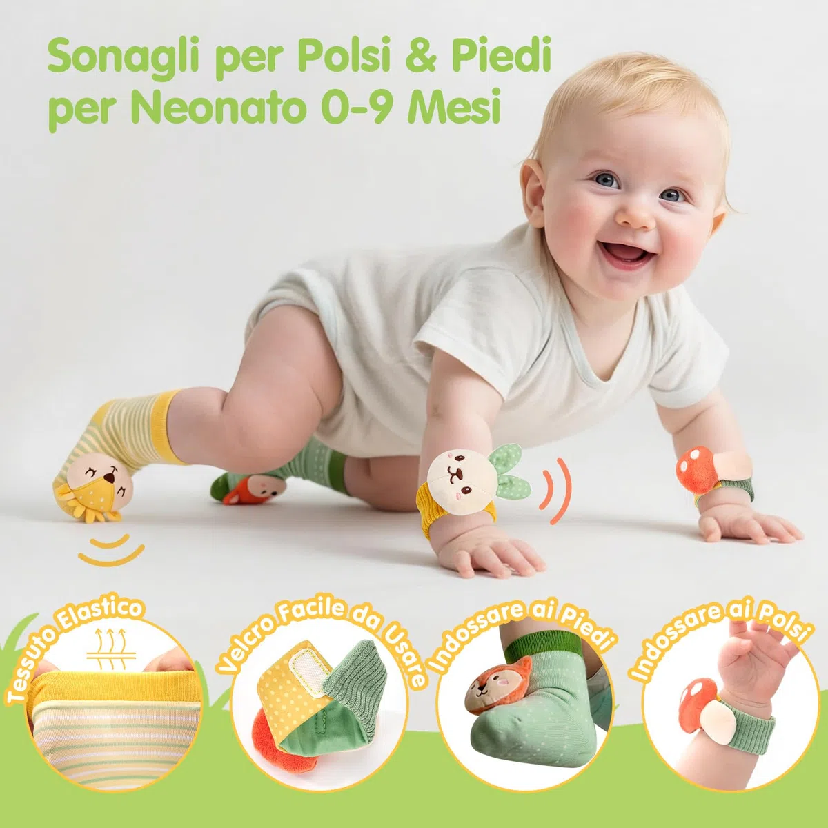 hahaland Regalo Nascita Bimba Bimbo - 9 in 1 Set Neonato Regalo Nascita con Libri Stoffa & Polso e Calzini Sonaglio Sensoriali & Mussole Neonato - kit Neonato per Baby Shower Unisex