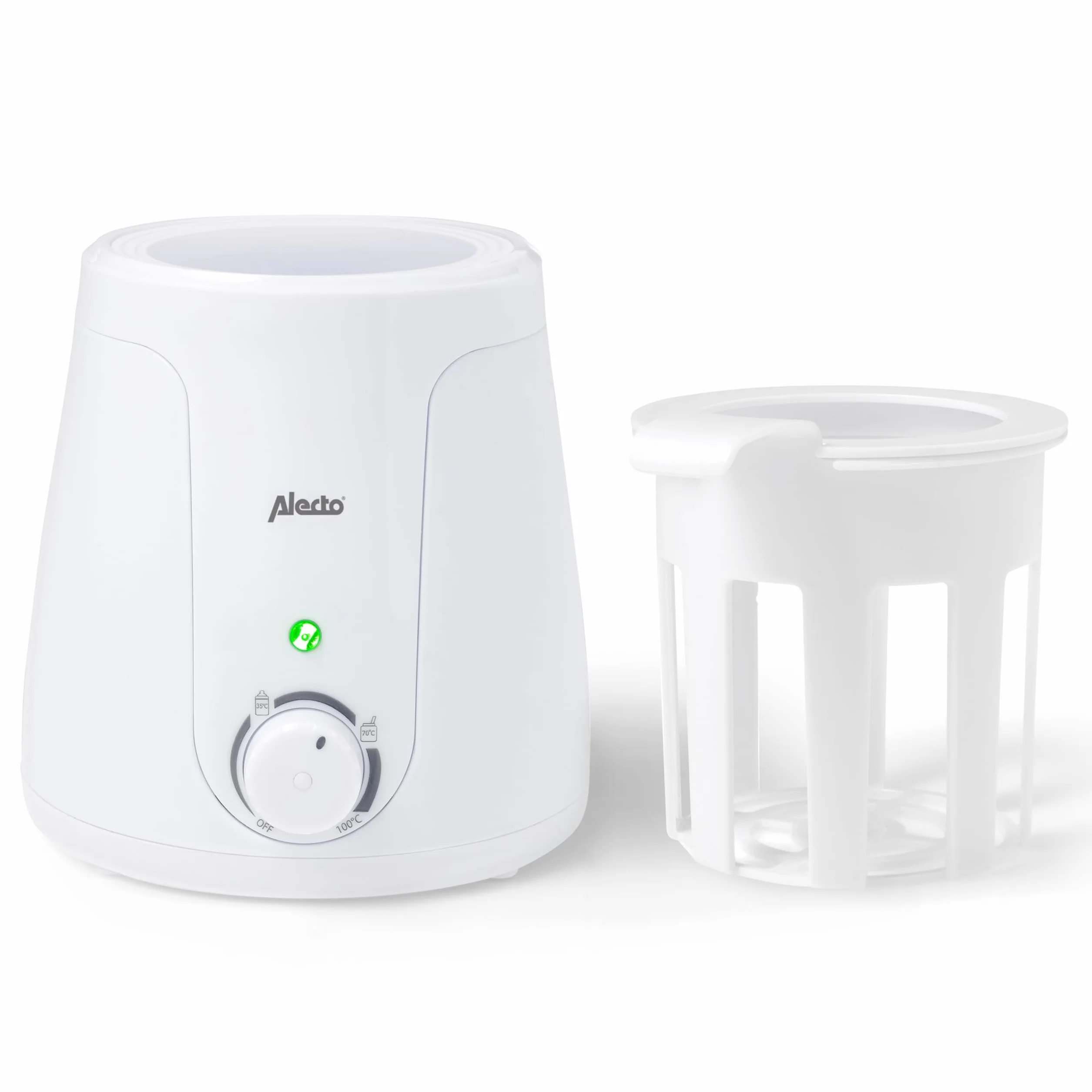 Alecto bambino BW70 Scaldabiberon - Grande serbatoio - Temperatura facilmente controllabile - Conserva vitamine e nutrienti - Portabiberon - Bianco