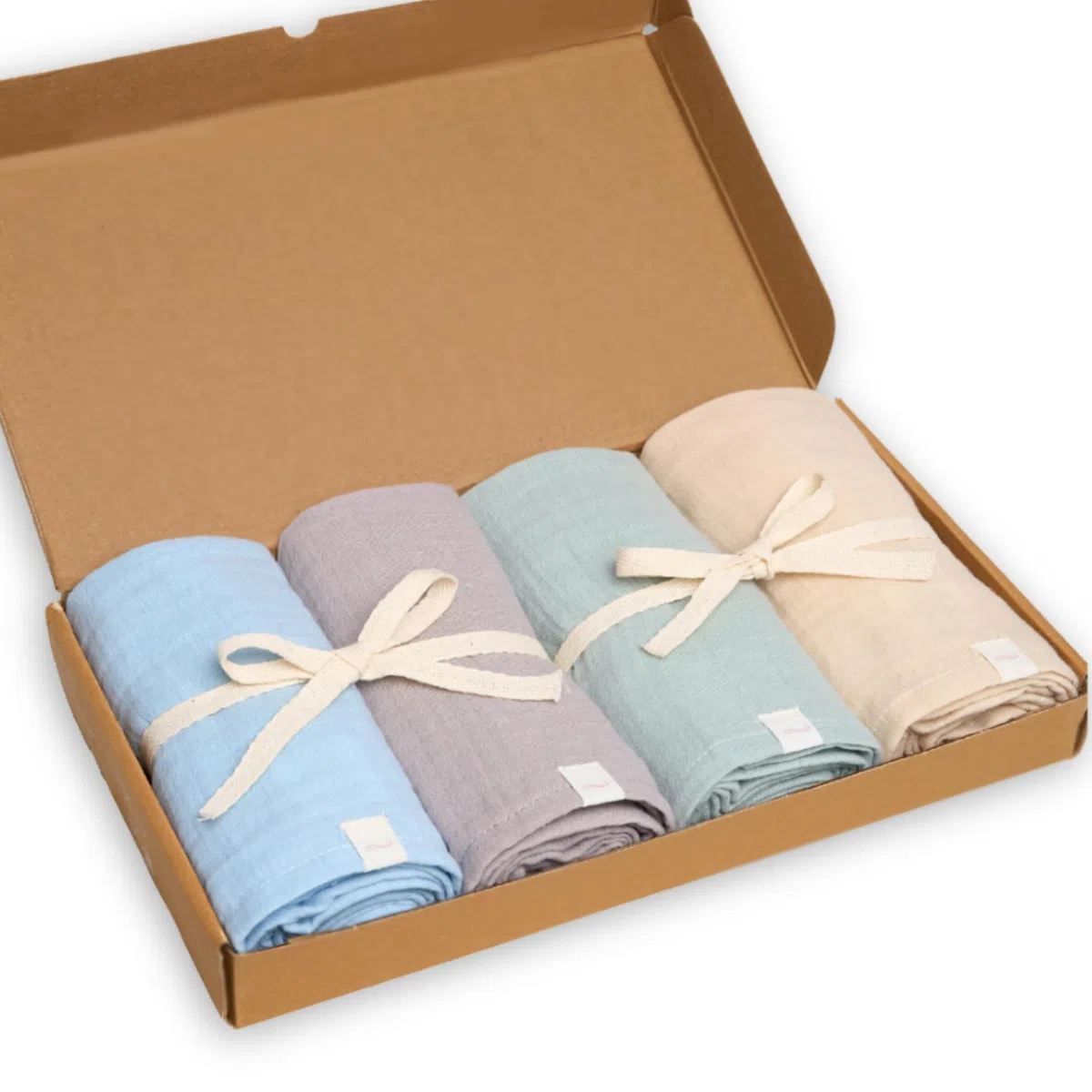 Livella | Mussola neonato doppio strato 65x65 cm in cotone bio – Confezione da 4 bavaglini – Telo in mussola assorbente e traspirante, ideale per pulire e asciugare