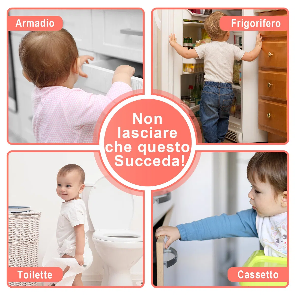 REDTRON Bambino Chiusure di Sicurezza (Aggiornato), 6 Pezzi Serrature di Sicurezza per Bambini con 3M Adesivo, per Armadi, Cassetti, Frigorifero(Nero, Nessun Trapano Necessario)