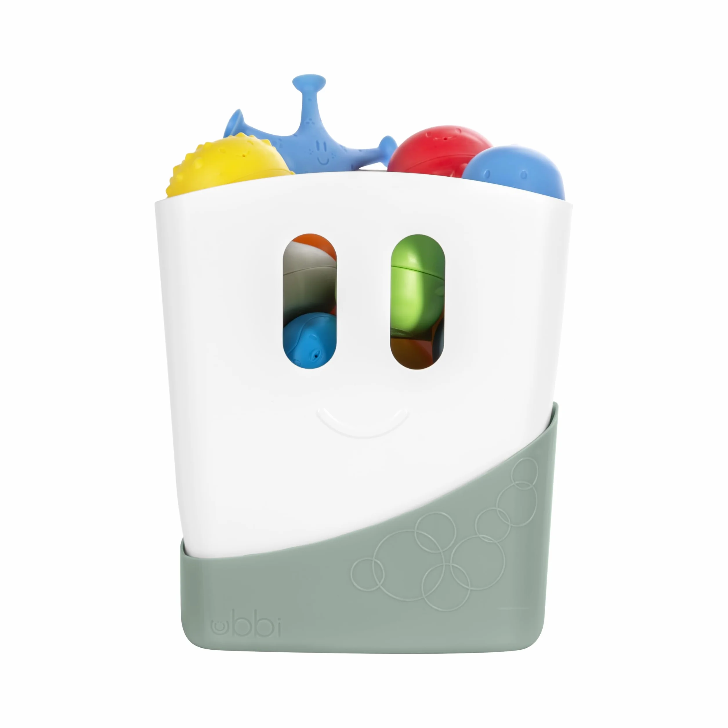Ubbi Organizer autoportante per giocattoli da bagno con stendibiancheria rimovibile e paletta per bambini e bambini, salvia