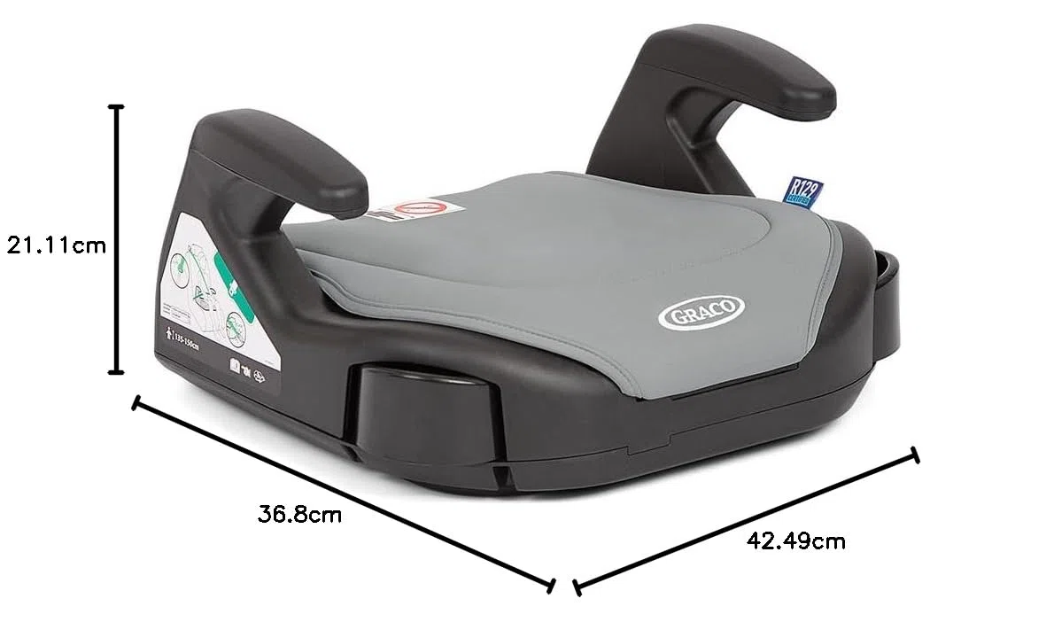 Graco - Booster Basic R129 Rialzo senza schienale, per bambini di altezza 135-150 cm (da 7 a 12 anni circa), colore Opal Sky