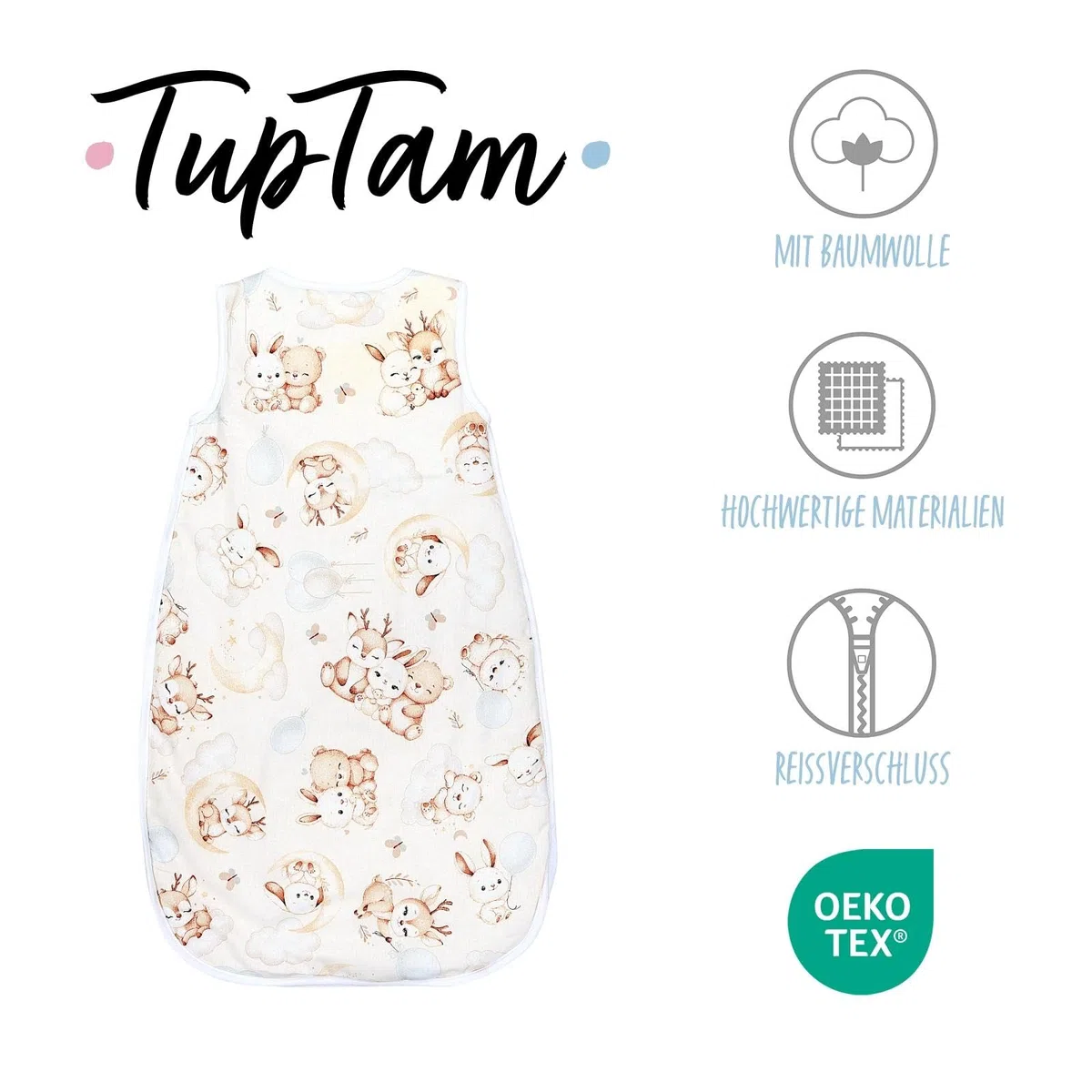 TupTam Sacco Nanna Neonato 2.5 TOG – Sacco Nanna Tutto L’anno con Cerniera Laterale, Cotone OEKO-TEX