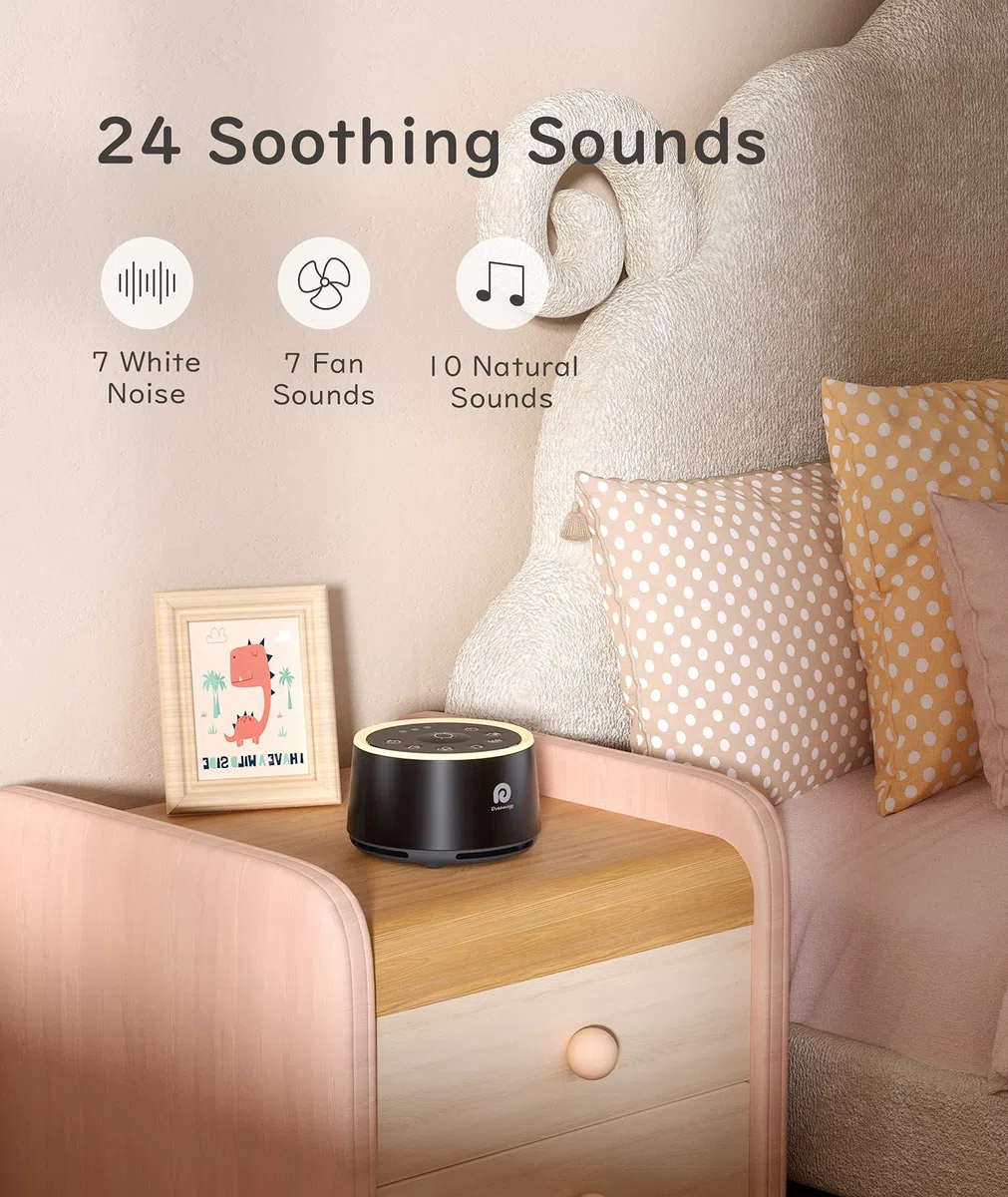 Dreamegg - Macchina per il rumore bianco, per bambini e adulti, 24 suoni naturali HiFi, terapia con luce notturna, continua o timer, funzione di memoria, macchina per il rumore per dormire a casa e