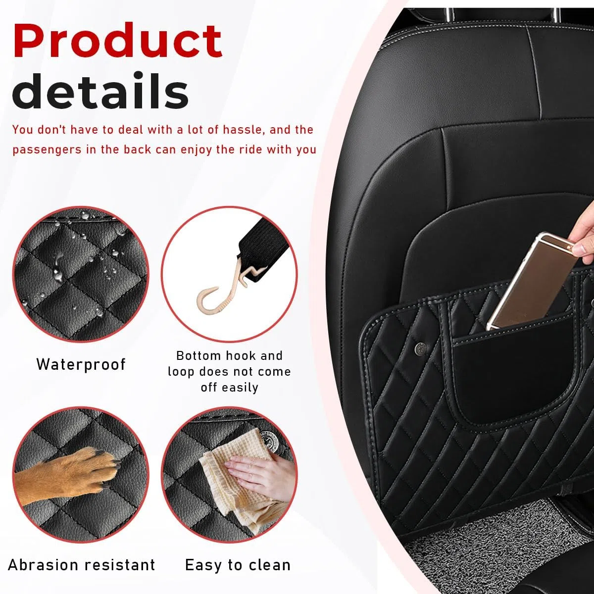 Cuscinetti Anti-Calci Seggiolini Auto per BYD Seal U 2024, Protezione Sedile dello Schienale Auto Proteggi Sedile Accessori 2 Pezzi,Black