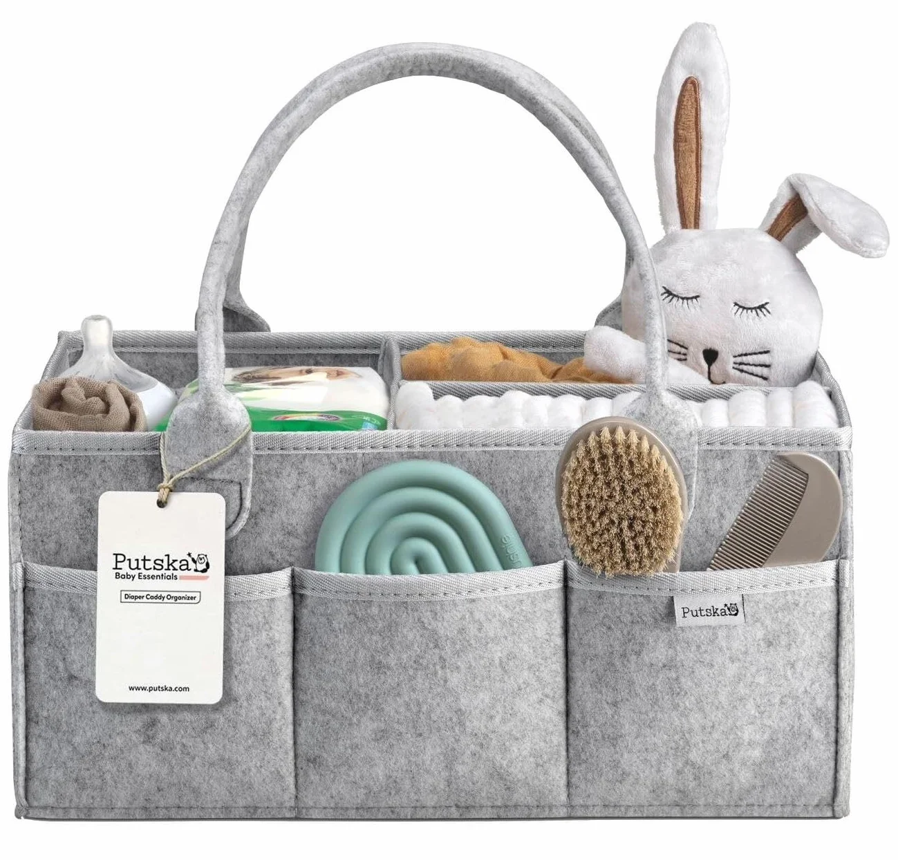 PUTSKA Cesto organizer per pannolini per fasciatoio, essenziale per neonati, regali per baby shower e lista di nascita, ideale per ragazzo o ragazza
