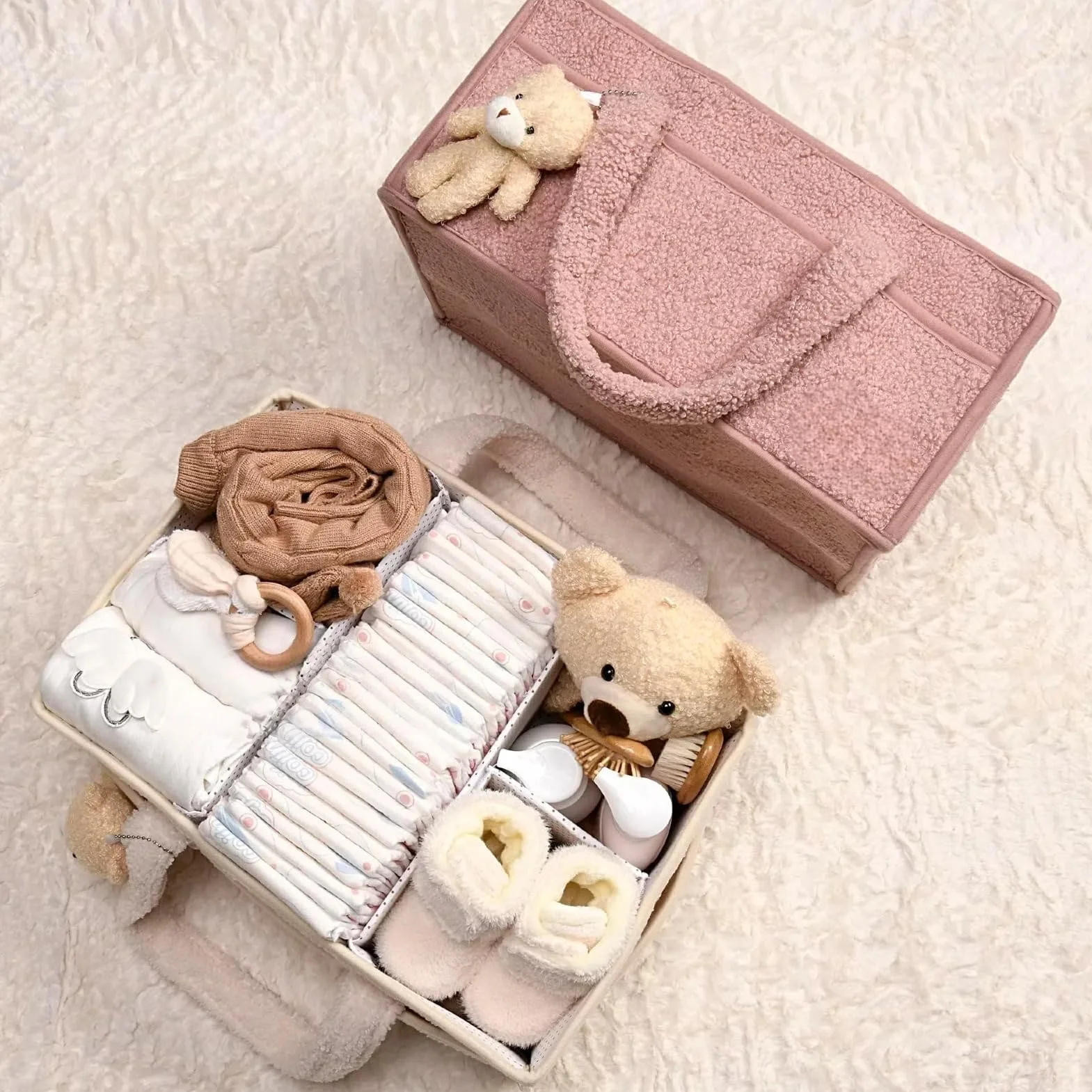 Generico Cestino Portaoggetti per Bambini, Organizzatore per Pannolini per Bambini, Cestino Organizzatore per Neonati, Cestino Portaoggetti Portatile per Bambini, Cestino Portaoggetti in Feltro per