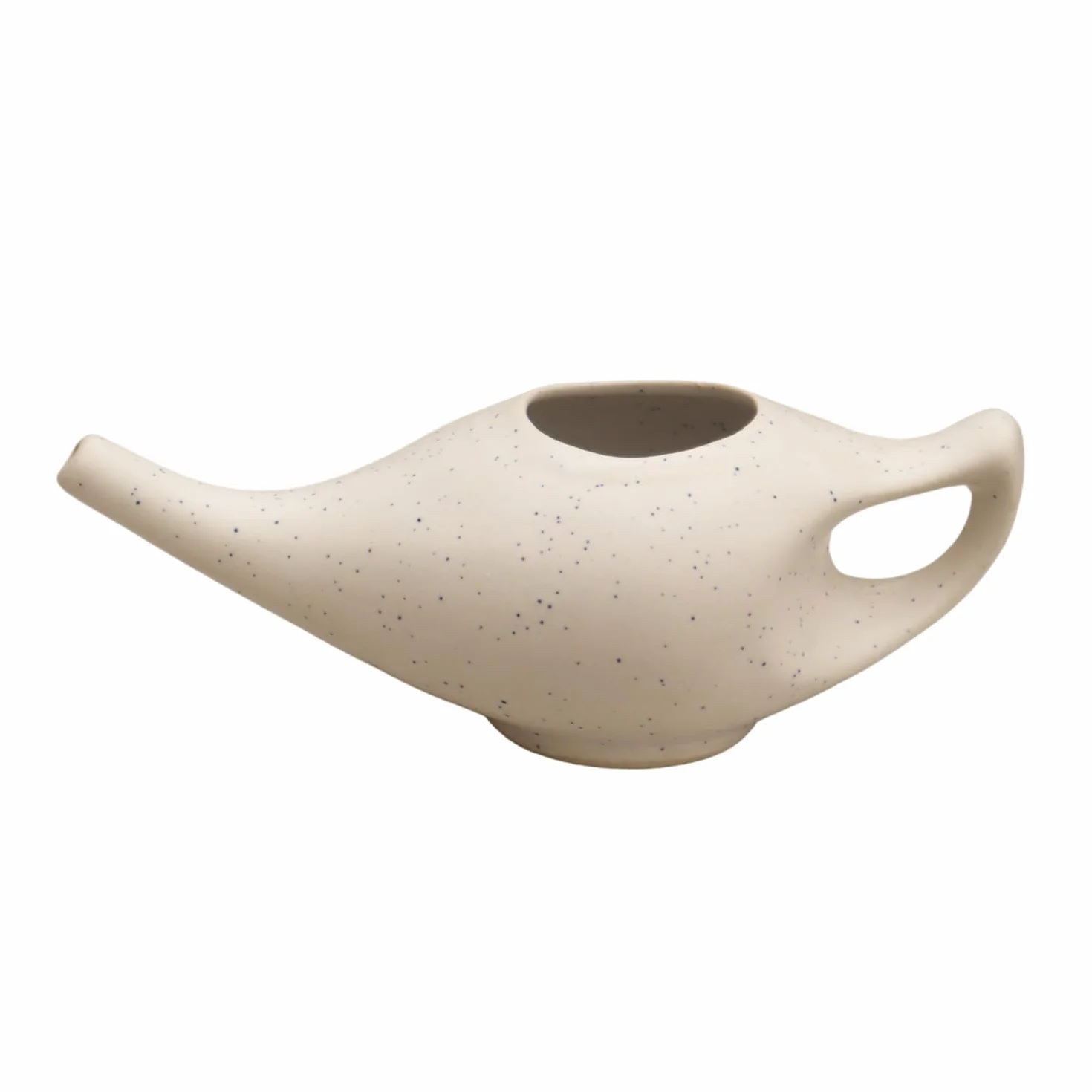 Neti Pot in ceramica per pulizia nasale Crackle Pattern Avorio | Vaso in ceramica Neti con 10 bustine di sale Neti + foglio illustrativo | Trattamento naturale per sinusale e congestione