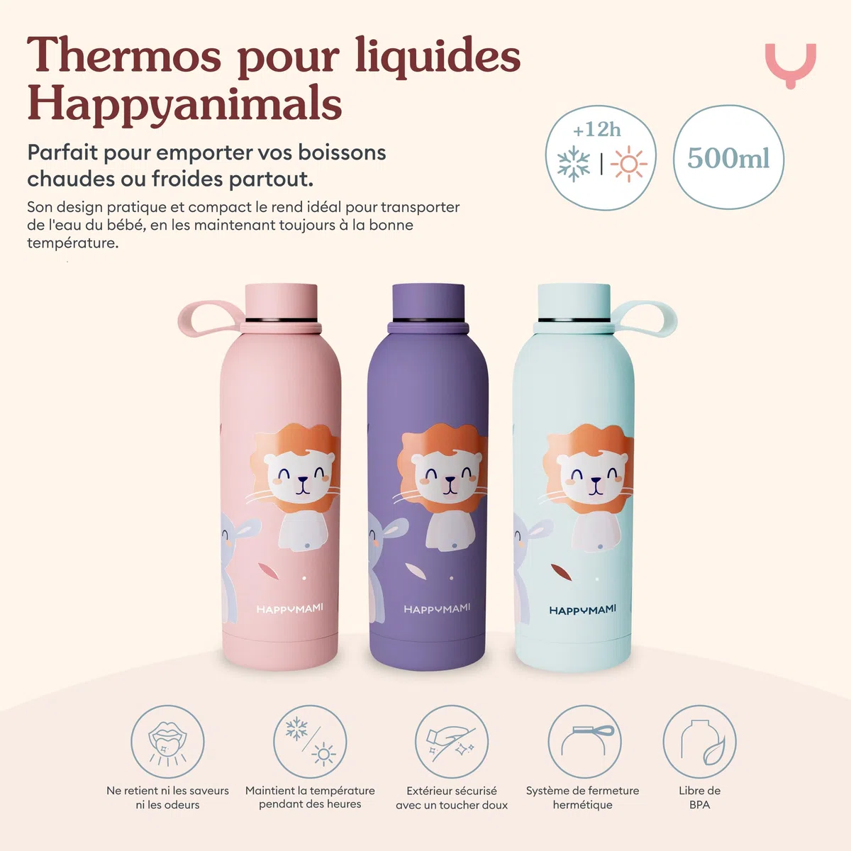 Happymami,Confezione dosatore latte in polvere + thermos da 500 ml, regalo neonato, set di alimentazione per il tuo bambino, senza BPA, superficie interna antiaderente (Menta morbida) (menta dolce)