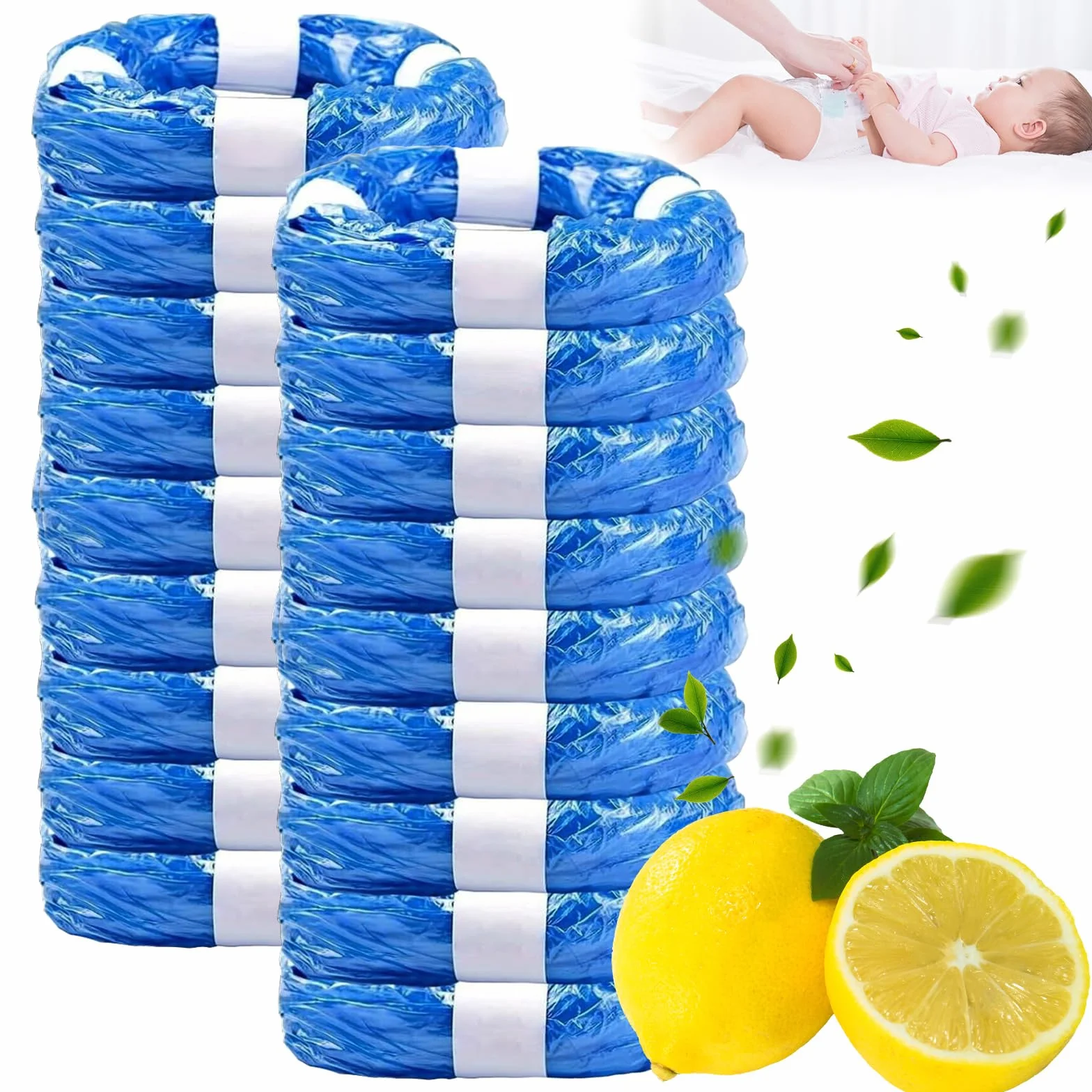 18 sacchetti di ricarica per pannolini, 4,5 m, ricarica per bidoni per pannolini, per Angelcare, Tommee Tippee, Litter Locker – blu