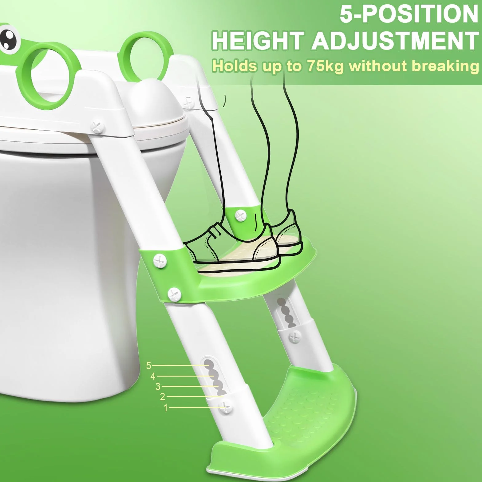 Riduttore WC Bambini,Sedile Wc per Bambini,Scaletta Wc per Bambini Pieghevole,Pieghevole Regolabile in Altezza, con PVC Morbida Seduta Imbottita, pedana antiscivolo anti-spruzzo,per V,U,O
