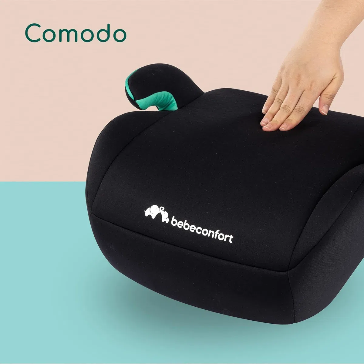 Bebeconfort Manga i-Safe Rialzo Auto, Alzatina auto per bambini 6-12 anni, 128-150 cm, Seggiolino auto leggero e compatto, Seduta imbottita, colore Full Black