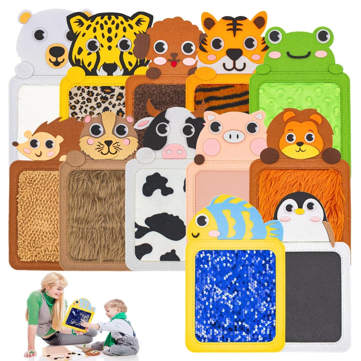 12 tappetini sensoriali, pannelli sensoriali da parete per bambini, strumenti per l'autismo, tessuto strutturato sensoriale, tappetino per animali educativi, articolo per bambini autismo,
