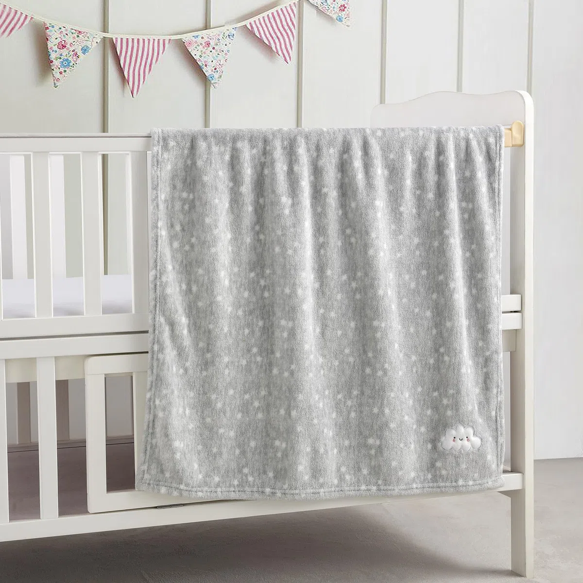 CREVENT 2 pezzi di coperte 75cmX100cm, morbide e calde, per neonati e bambini piccoli, per lettino, culla, passeggino - Nuvola grigia + Notte in pelliccia di visone